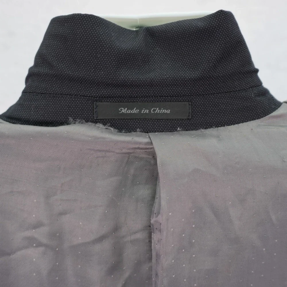 Calvin Klein Textured Wool Blend Blazer 42R Black Gray Birdseye‎